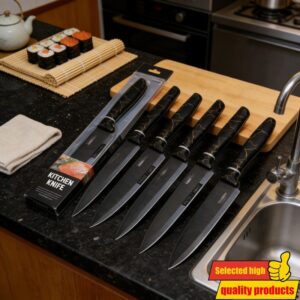 Set kuhinjskih noževa od 5 komada, noževi od nehrđajućeg čelika, kuharski noževi za voće, set kućnih sekira