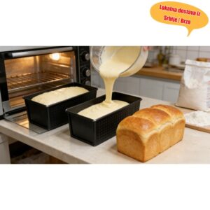 Višedimenzionalna nelepljiva pravougaona tepsija, teksturirana površina za ravnomerno zagrevanje, ojačani materijal od ugljeničnog čelika, pravougaona kalupa za hleb, kalup za kolače, kućni alat za pečenje