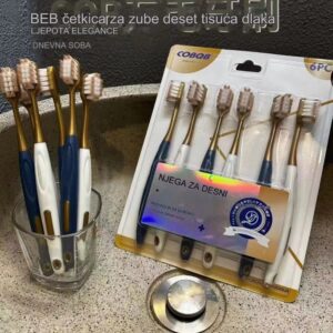 6 komada mekih četkica za zube za parove | Široka glava za veću udobnost, ABS plastična drška, mikro vlakna