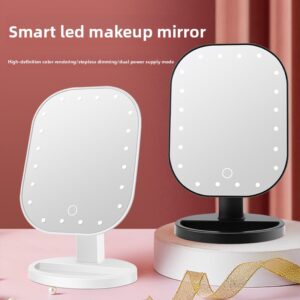 Punjivi LED kozmetički ogledalo sa osvetljenjem, Stono ogledalo za šminkanje sa 3 opcije, Kontrola na dodir, Podesiva jačina svetlosti, Prenosivo osvetljeno ogledalo za lepotu, Kozmetičko ogledalo pogodno za putovanja sa svetlima