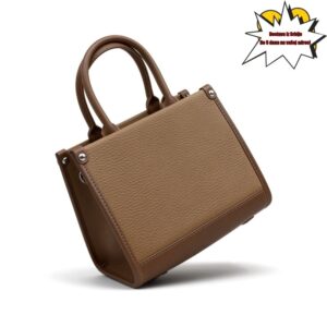 Ženska torba od vrhunskog koža u obliku kofe sa patchwork kontrastnim bojama – Torba sa rajsferšlusom za nošenje u ruci, preko ramena ili kao torba za svakodnevno putovanje, putovanja, ležerni i minimalistički stil