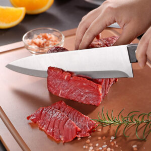 Set od 6 kuhinjskih noževa od visokougljeničnog nehrđajućeg čelika sa plastičnom drškom | Ultra oštri, uključuje nož za sečenje i nož za voće, oštrice od 304 nehrđajućeg čelika, drvene drške