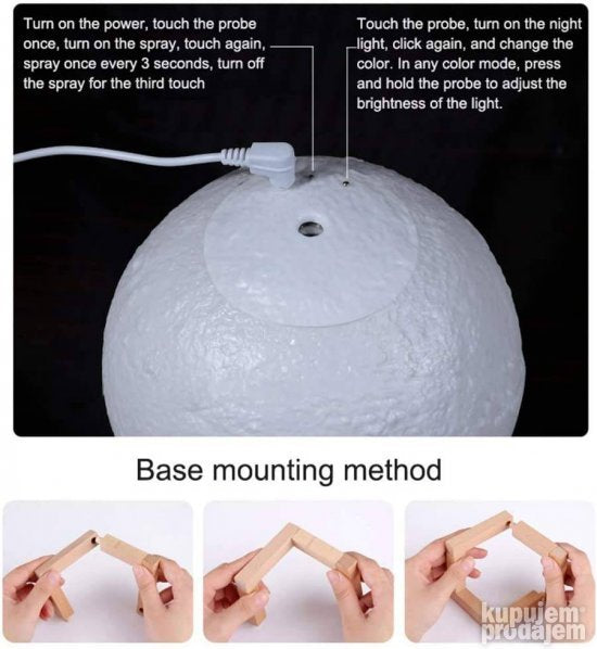 3D lampa mesec Ovlazivac vazduha - Slika 4