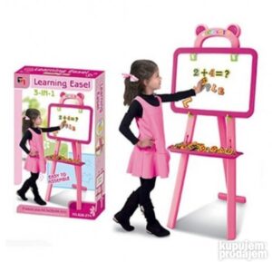 3u1 dvostrana tabla za ucenje Learning easel Roze
