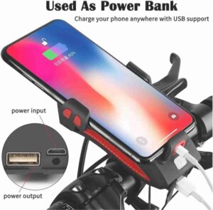 4 u 1 DRZAC TELEFONA SVETLO SIRENA i POWER BANK za BICIKL