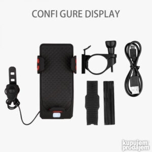 4u1 drzac sirena power bank 2x T6 LED LAMPA za biciklu