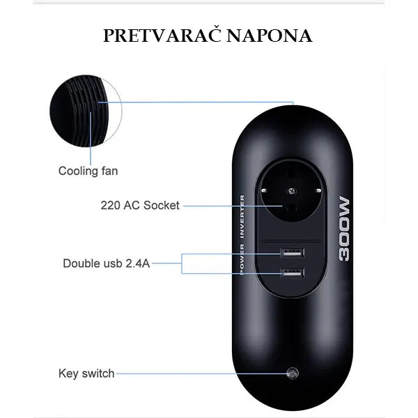 Auto Pretvarac 12V snage od 300W - Slika 4