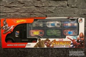 Avengers kamion transporter set sa 6 autica