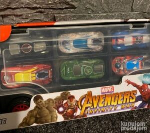 Avengers kamion transporter set sa 6 autica