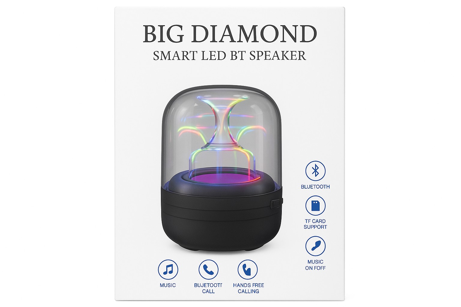 Big Diamond Smart LED Bluetooth Zvucnik Pametni Zvucnik sa LED Osvetljenjem