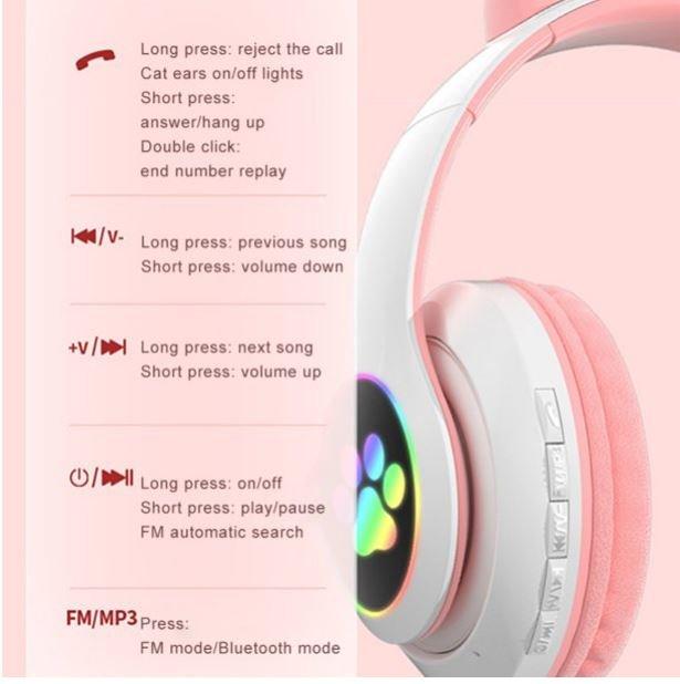 Bluetooth slusalice sa svetlecim usima Bluetooth Slusalice Bluetooth slusalice sa svetlecim usima Bluetooth Slusalice - Slika 3