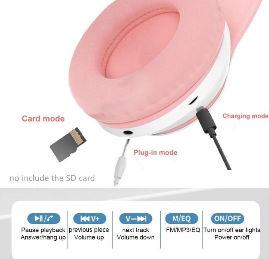 Bluetooth slusalice sa svetlecim usima Bluetooth Slusalice Bluetooth slusalice sa svetlecim usima Bluetooth Slusalice - Slika 6