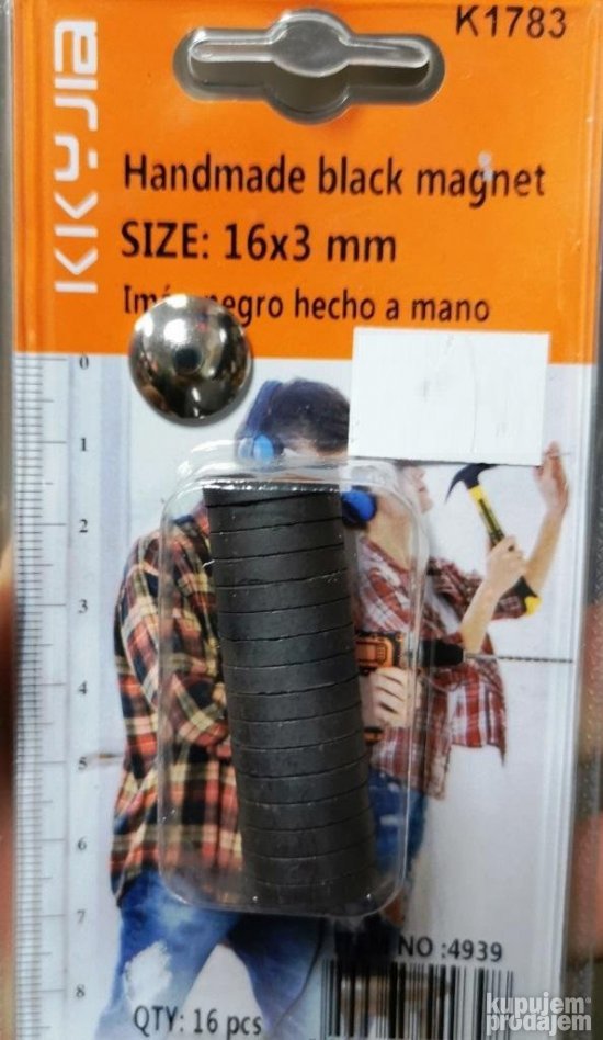 Crni magneti 16x3mm 16 kom