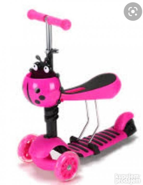 Deciji trotinet bubamara 3u1 roze