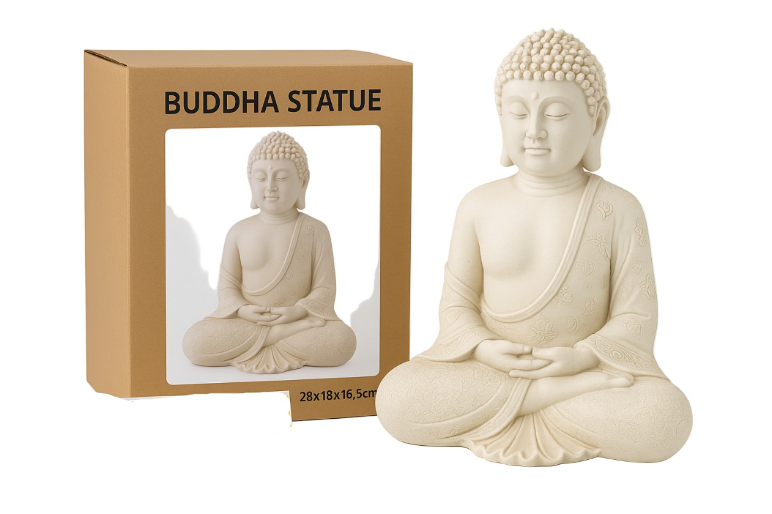 Dekorativna Buda figura Bela statua za meditaciju i mir