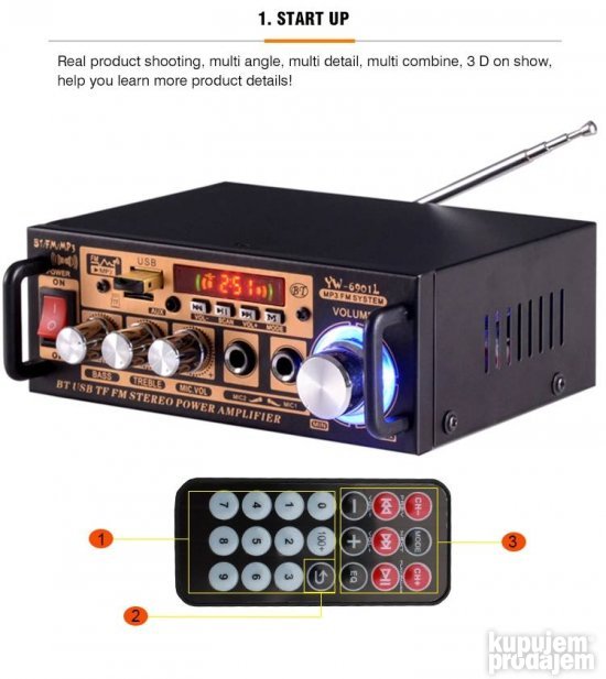 Digitalni karaoke stereo plejer YW 6901L power amplifier