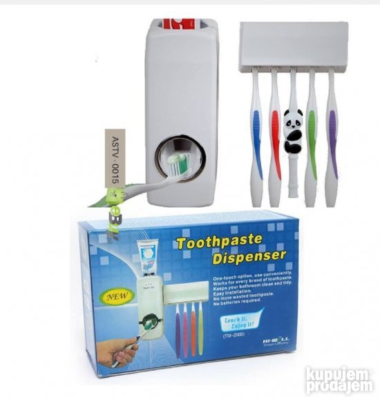 Drzac za cetkice i dispenzer za pastu.