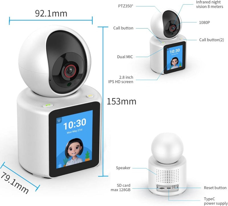 Dvosmerna videoaudio kamera kamera za decu pse ili kucne ljubimce