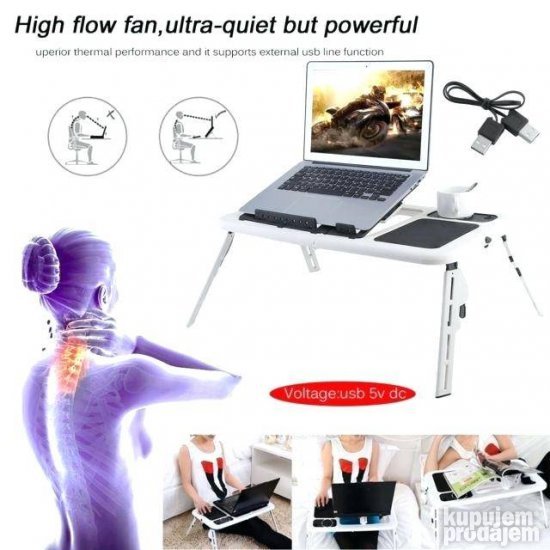 E table sto za laptop sa dva kulera