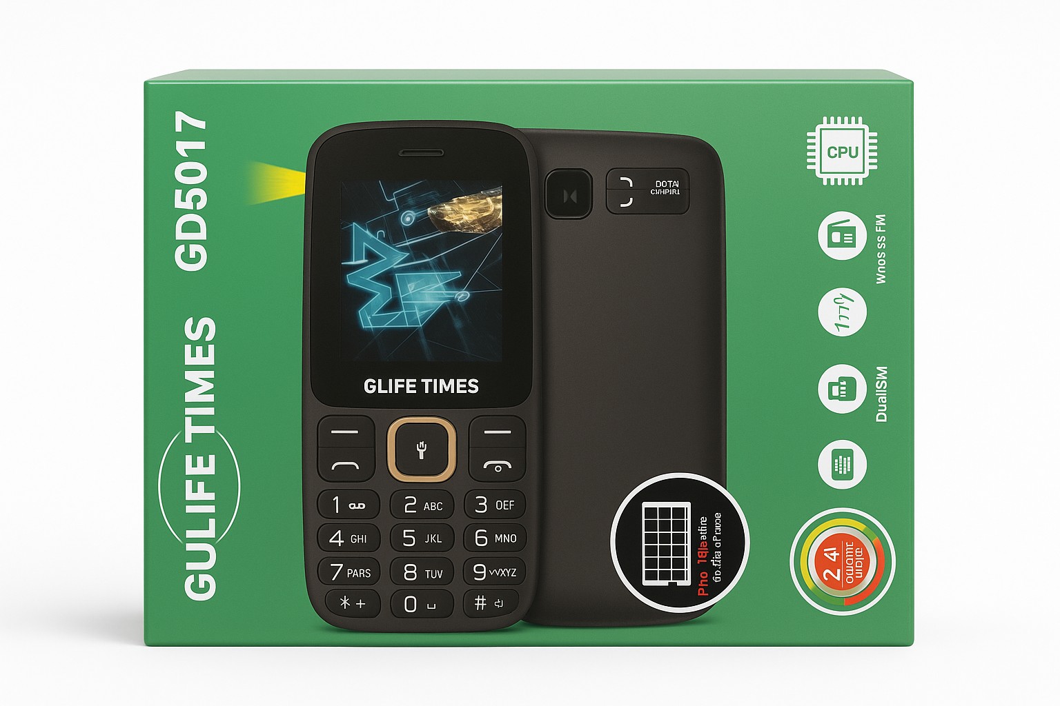 GDLIFE TIMES Mobilni Telefon GD5017 Solarno Punjenje i Dual SIM