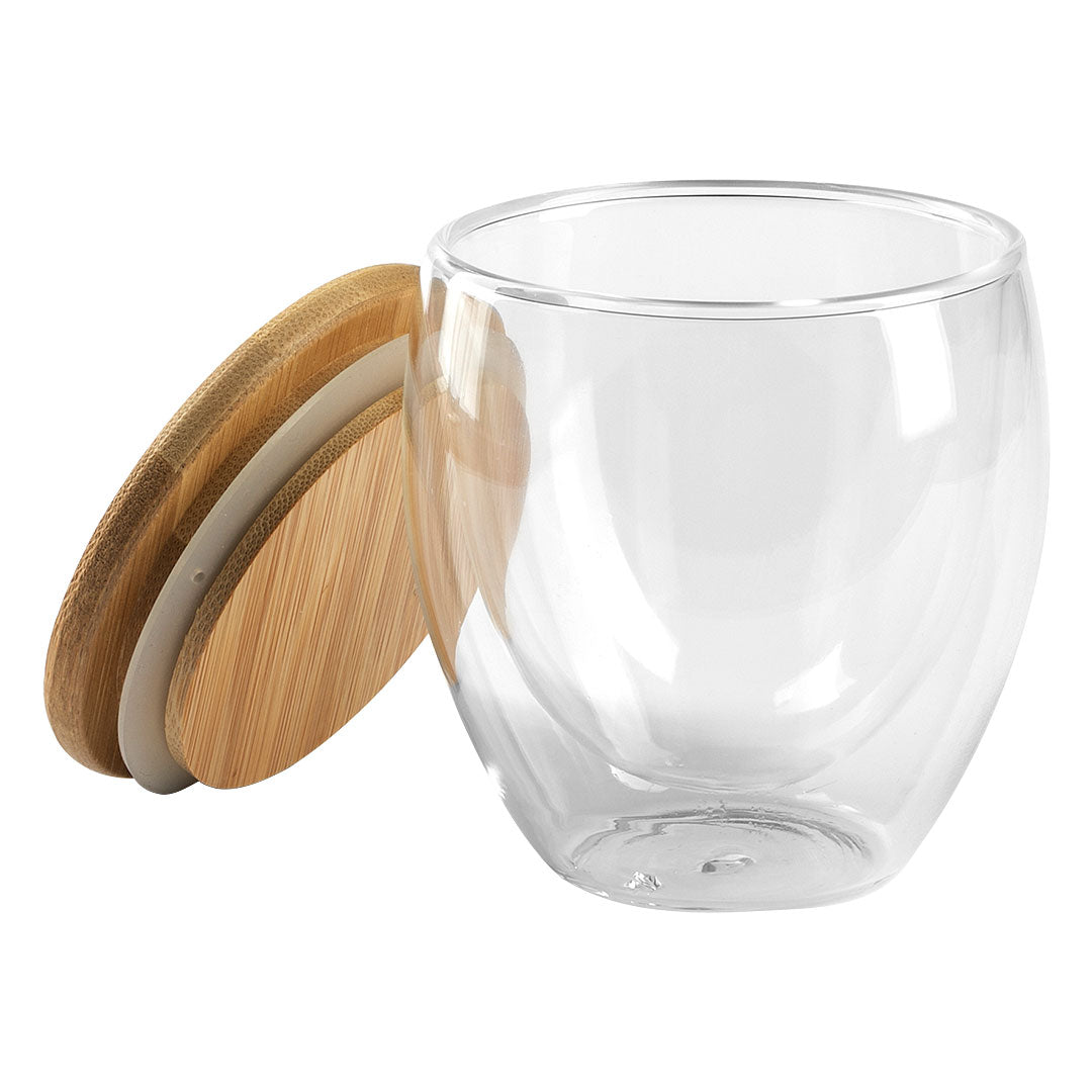 GOLD casa sa drvenim poklopcem 250 ml transparentna