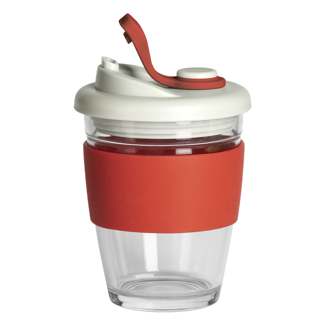 GUSTO MAXI casa sa silikonskim drzacem 350 ml crvena