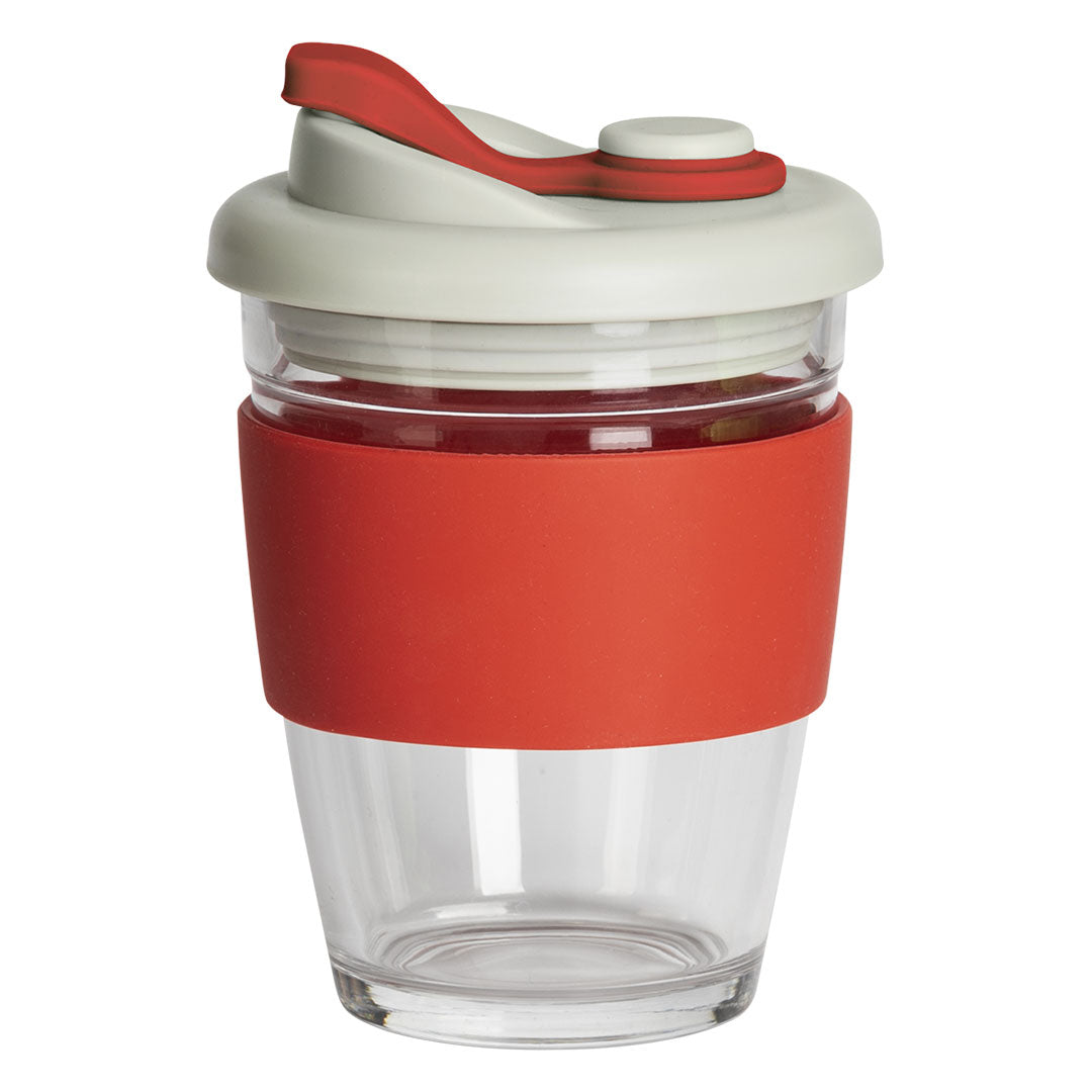 GUSTO MAXI casa sa silikonskim drzacem 350 ml crvena