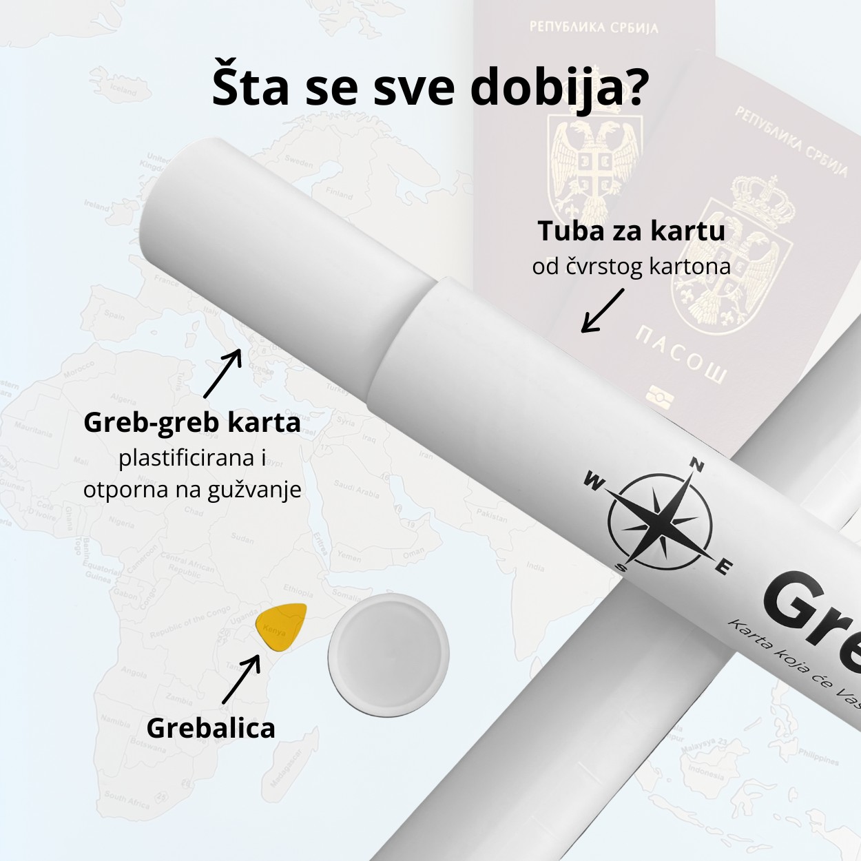 Greb greb karta sveta 80cm x 60cm - Slika 5