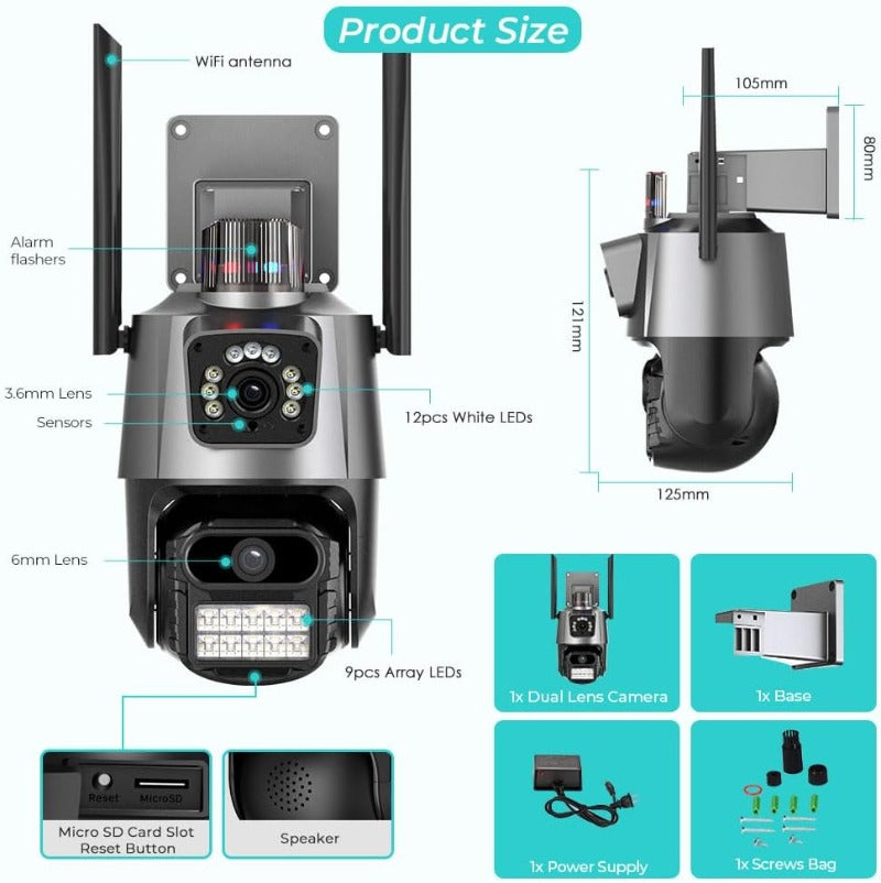 IP Kamera PTZ sa 3 Sociva i Sirenom 4K Rezolucija i 8x Zumiranje