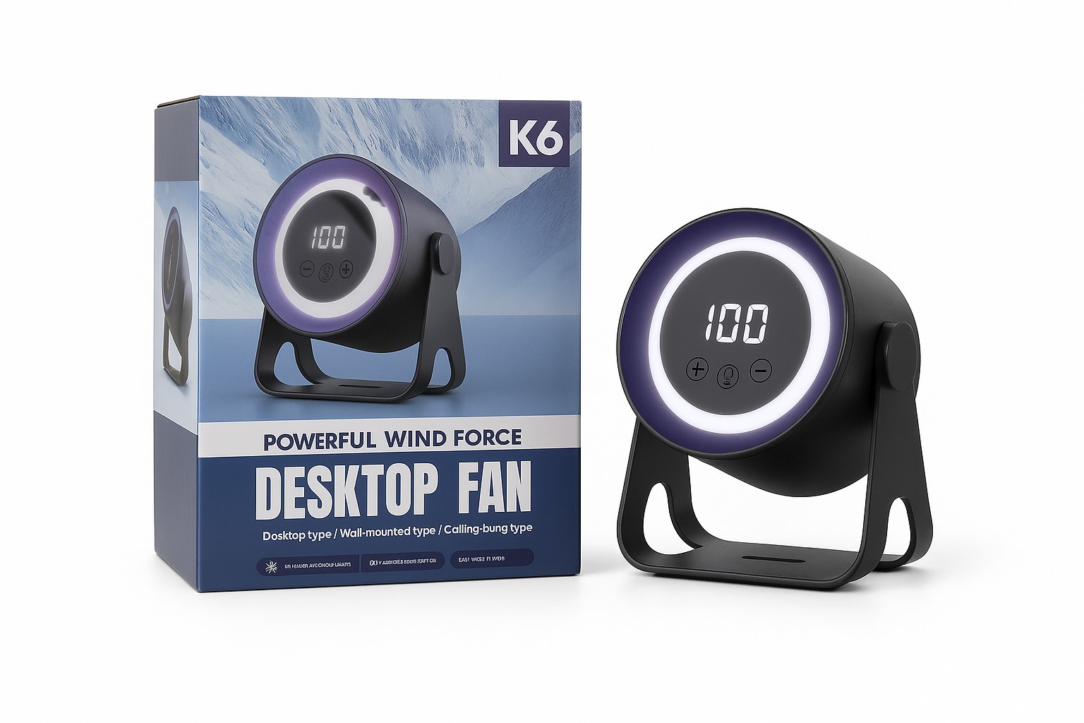 K6 Desktop Fan Snazni ventilator sa LED displejom i visestrukim brzinama