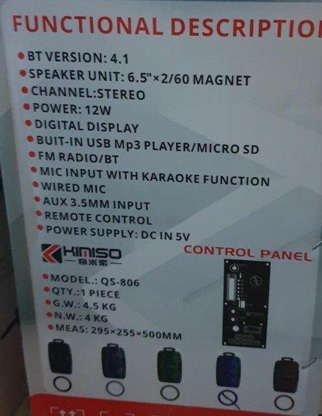 Kimiso QS 806 prenosivi Bluetooth zvucnik - Slika 3