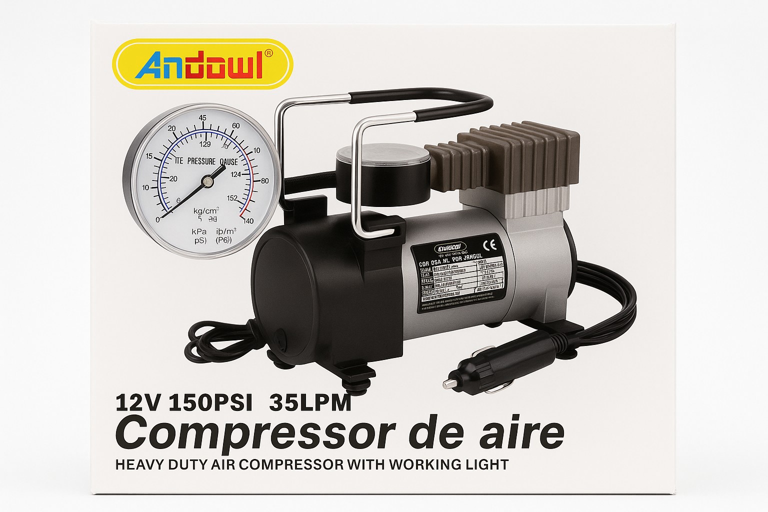 Kompresor za vazduh 12V Elektricni kompresor sa manometrom i svetlom