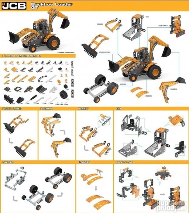 Konstrukcijski metalni set Bager uradi sam 314 delova