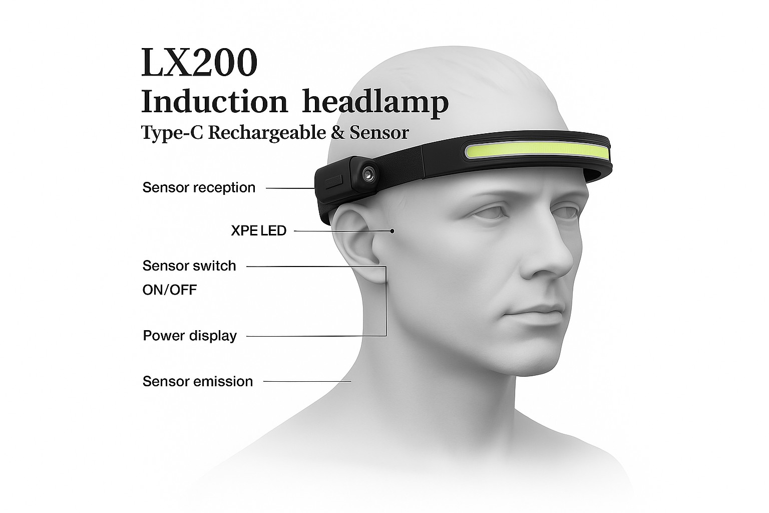 LED Ceona Lampa LX200 za glavu sa Senzorom