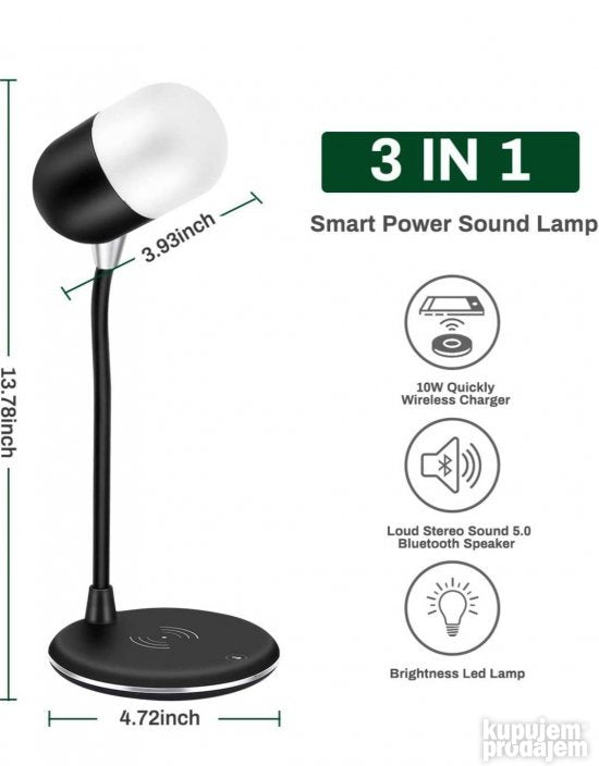 LED Lampa sa Bluetooth Zvucnikom i Bezicnim punjacem - Slika 14