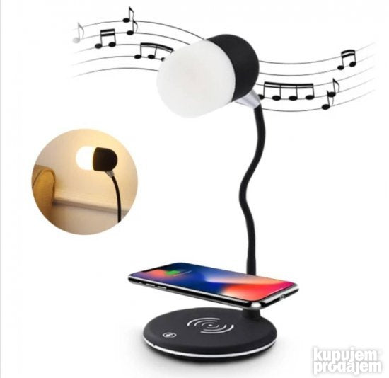 LED Lampa sa Bluetooth Zvucnikom i Bezicnim punjacem - Slika 9