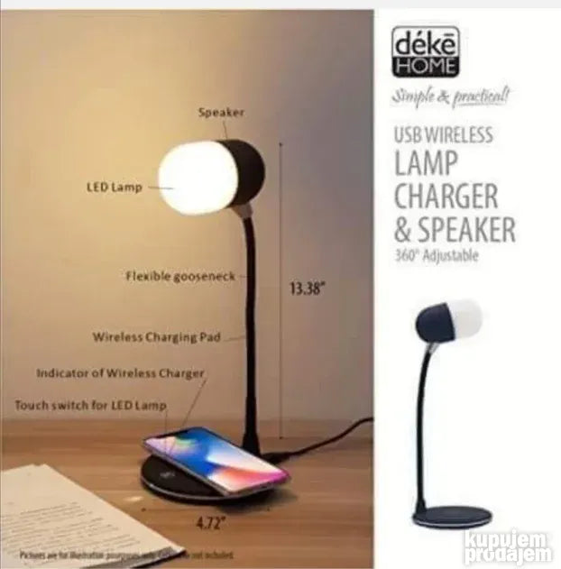 LED lampa sa BT zvucnikom i bezicnim punjenjem RIS V