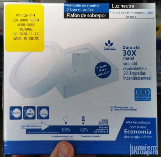 LED panel 12 W kockasti okrugao 6500K