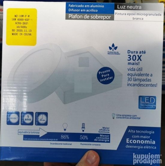 LED panel 18W kockasti okrugao 6500K