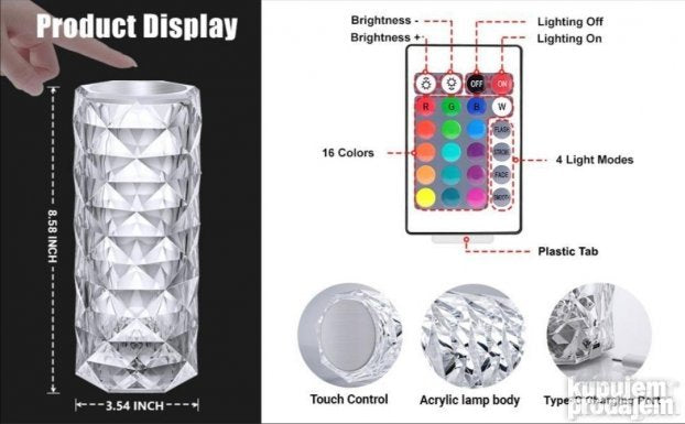 Lampa na dodir Lampa Kristal Lampa menja boje Lampa kristal
