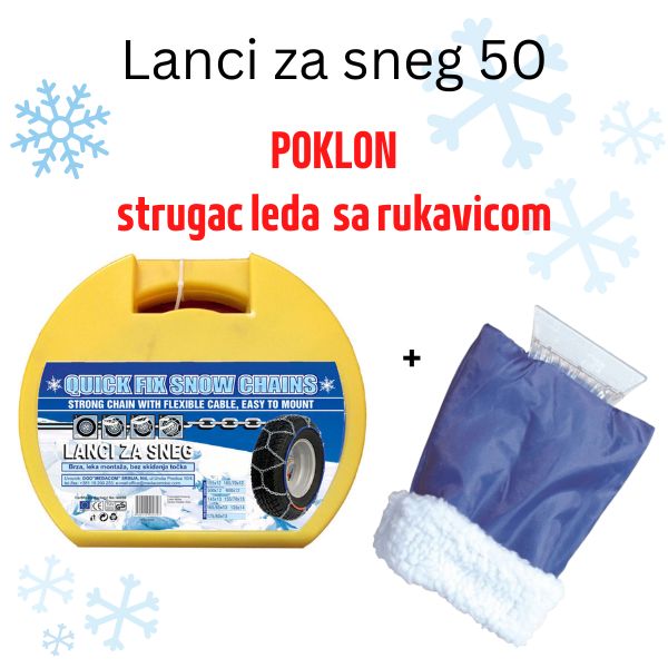 Lanci za sneg 50 plus poklon Strugac leda sa rukavicom