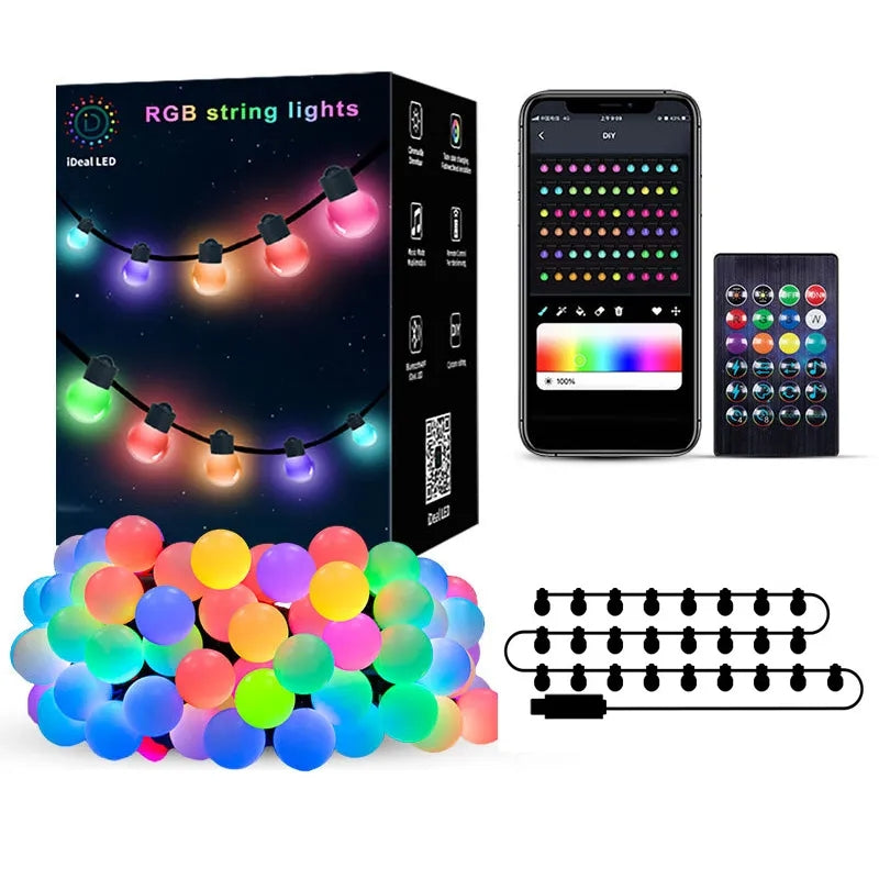 Led RGB lampice za dekoraciju dvorista baste restorane 10m sa daljinskim i mobilnom kontrolom