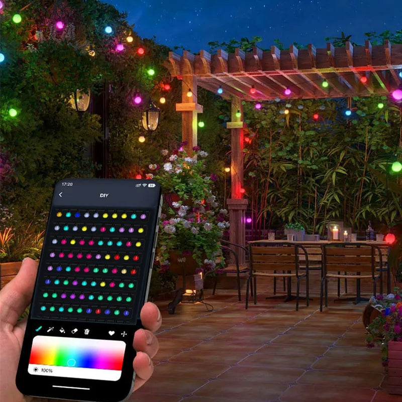 Led RGB lampice za dekoraciju dvorista baste restorane 10m sa daljinskim i mobilnom kontrolom - Slika 3