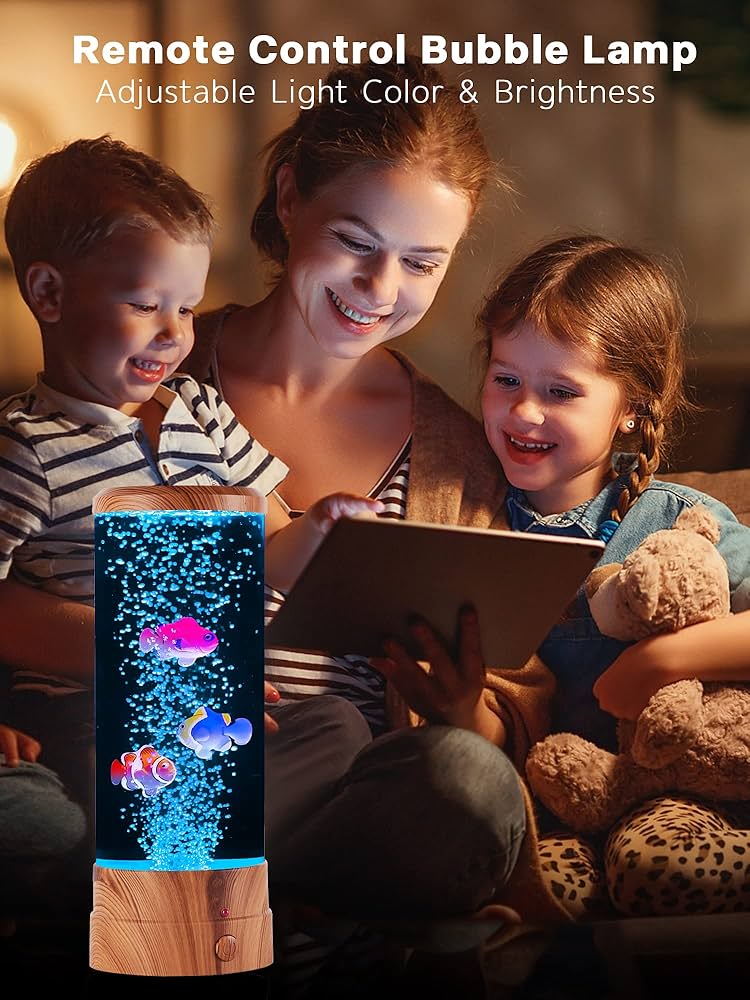 Led lampa USB na daljinski sa ribicama i mehuricima za decu - Slika 4