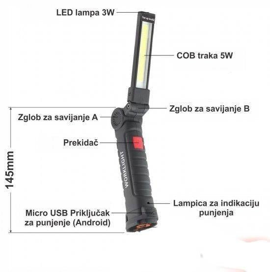 Led lampa punjiva na preklop sa magnetom Led lampa punjiva na preklop sa magnetom