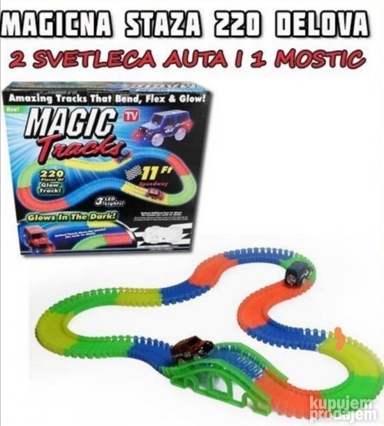 Magicna staza set od 220 delova 2 autica i 1 most