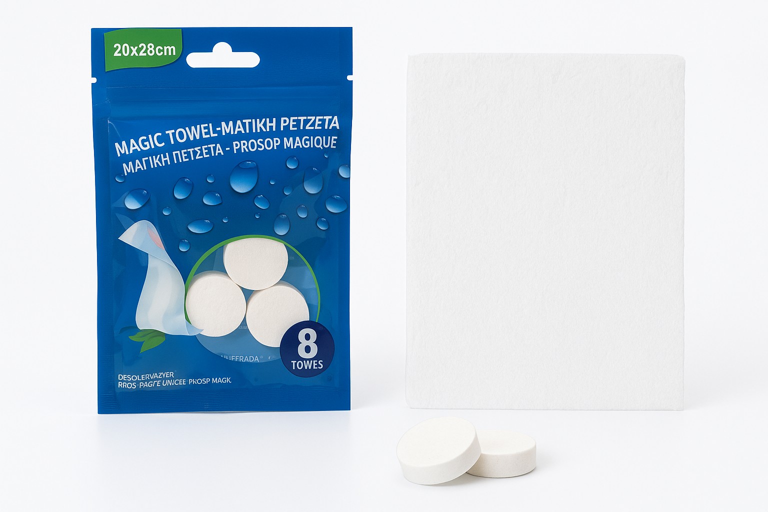 Magicni Pescani Set Kompresovani Peskiri 8 Komada 1i 1gratis