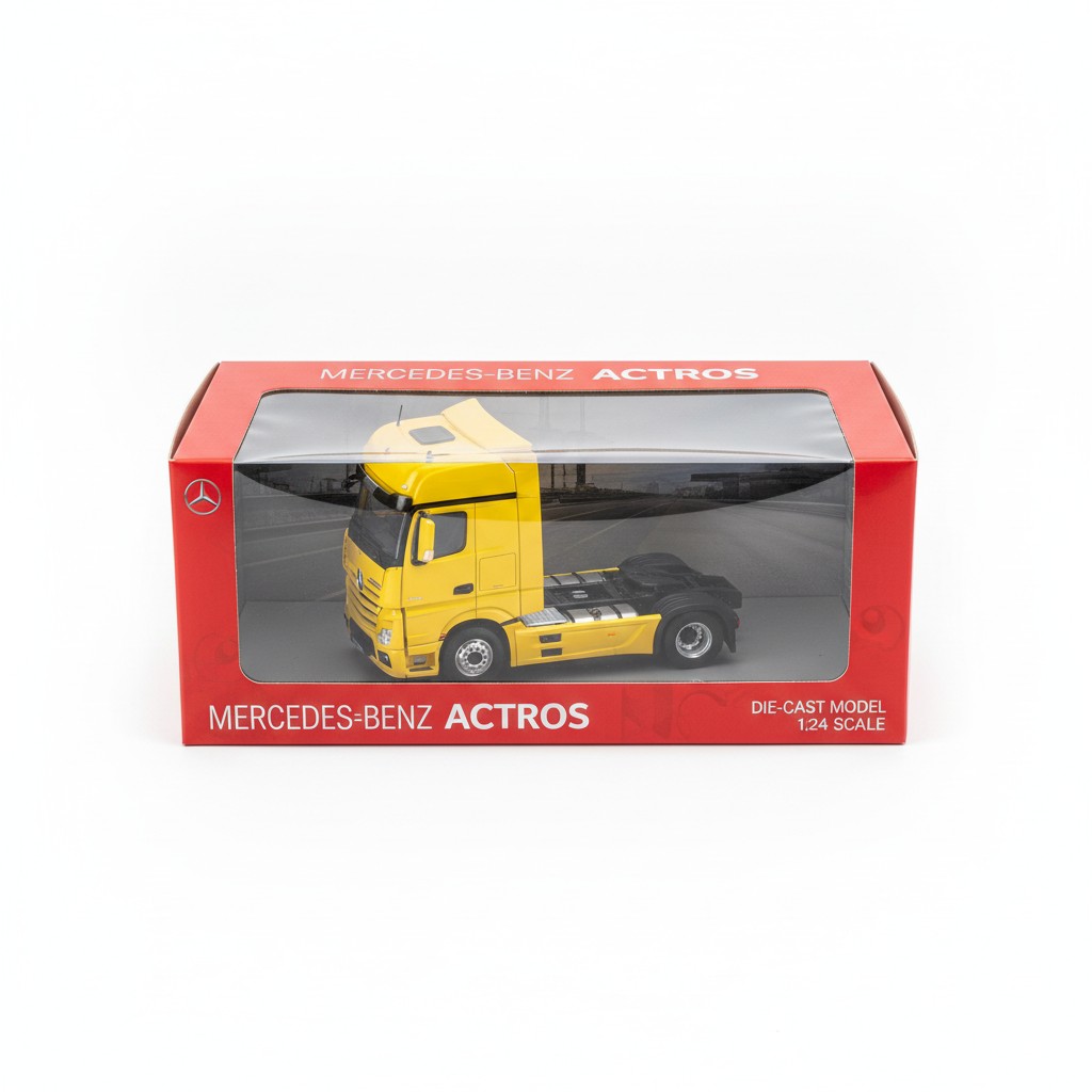 Mercedes Benz Kamion Model 124 Die Cast Metalni Auto Zlatno Zuti Classic Truck Premium Igracka - Slika 3