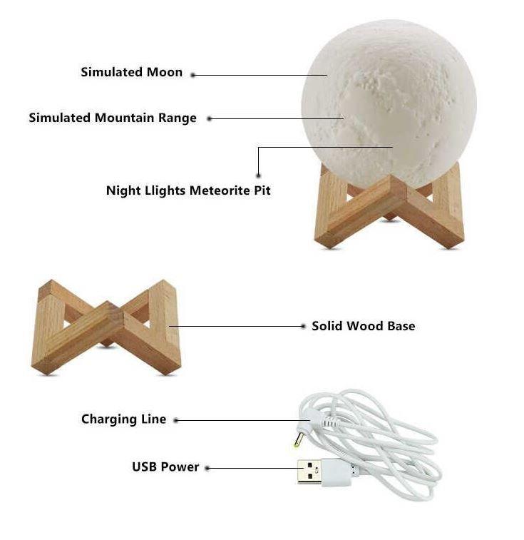Mesec Lampa Lampa u obliku meseca 3D