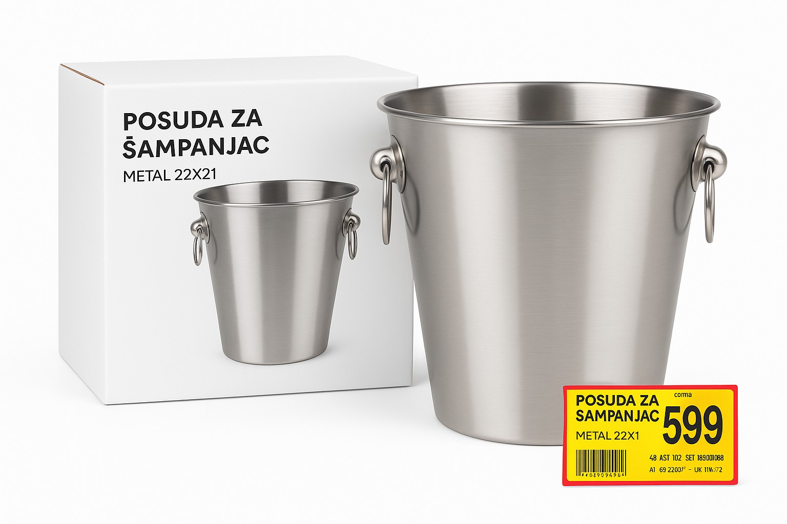 Metalna posuda za sampanjac Srebrna elegantna kanta sa rucicama